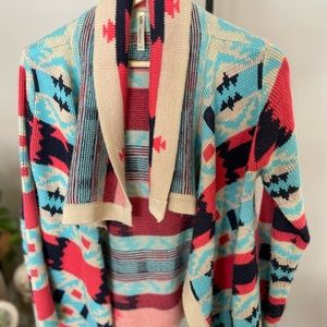 Kate Collection Aztec Front Drape Cardigan | Sz S